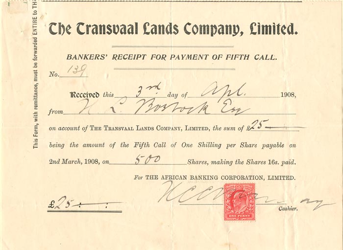 Transvaal Lands Co., Limited Check